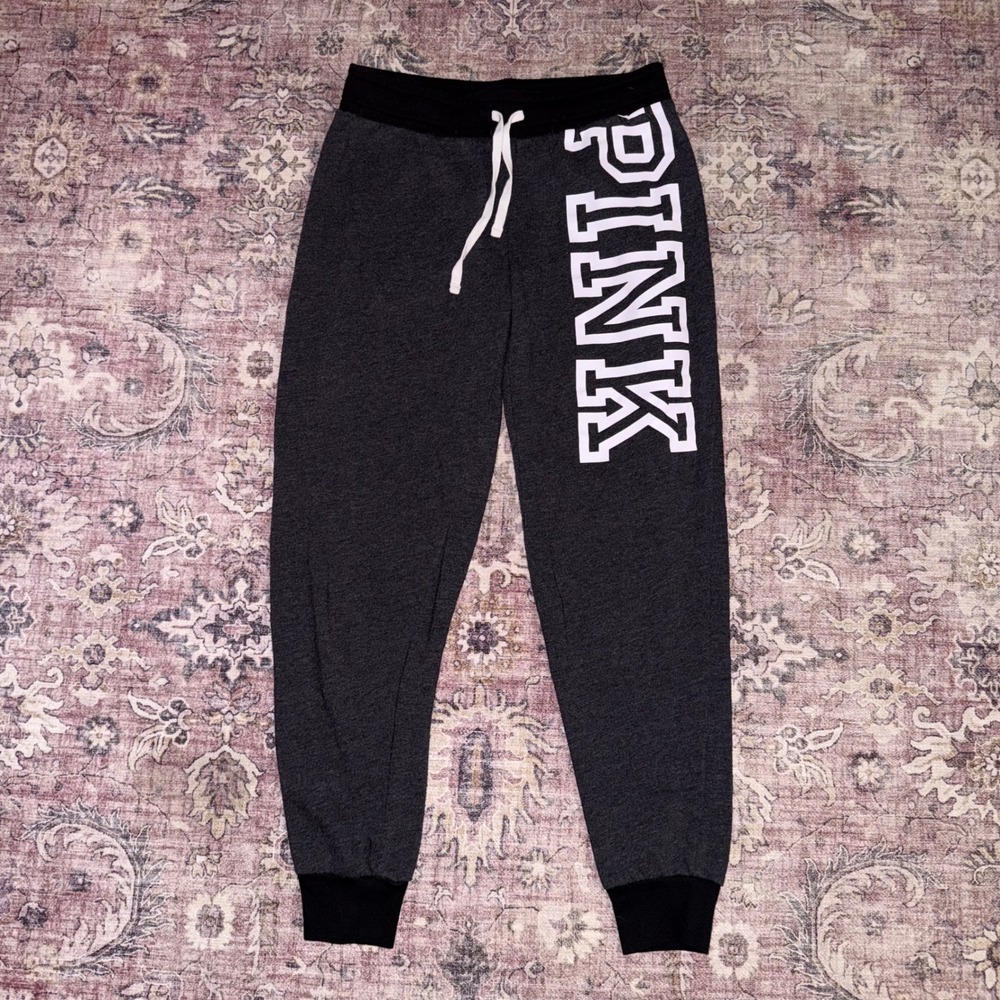 Victorias Secret PINK Gray Heather Jogger Sweatpants Logo XS 372133-Q20
